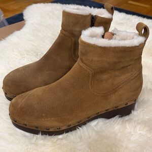 Madewell Brown Suede Ankle Clog Boots, Size 9, never worn